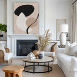 Modern Geometric Acrylic Painting Ideas On Canvas Black White And Beige Cool Line Abstract Minimalist Painting For Living Room