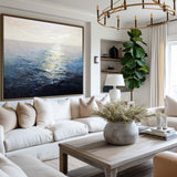Ocean Sunset Painting Large Blue Ocean Canvas Wall Art Ocean Wave Canvas Art
