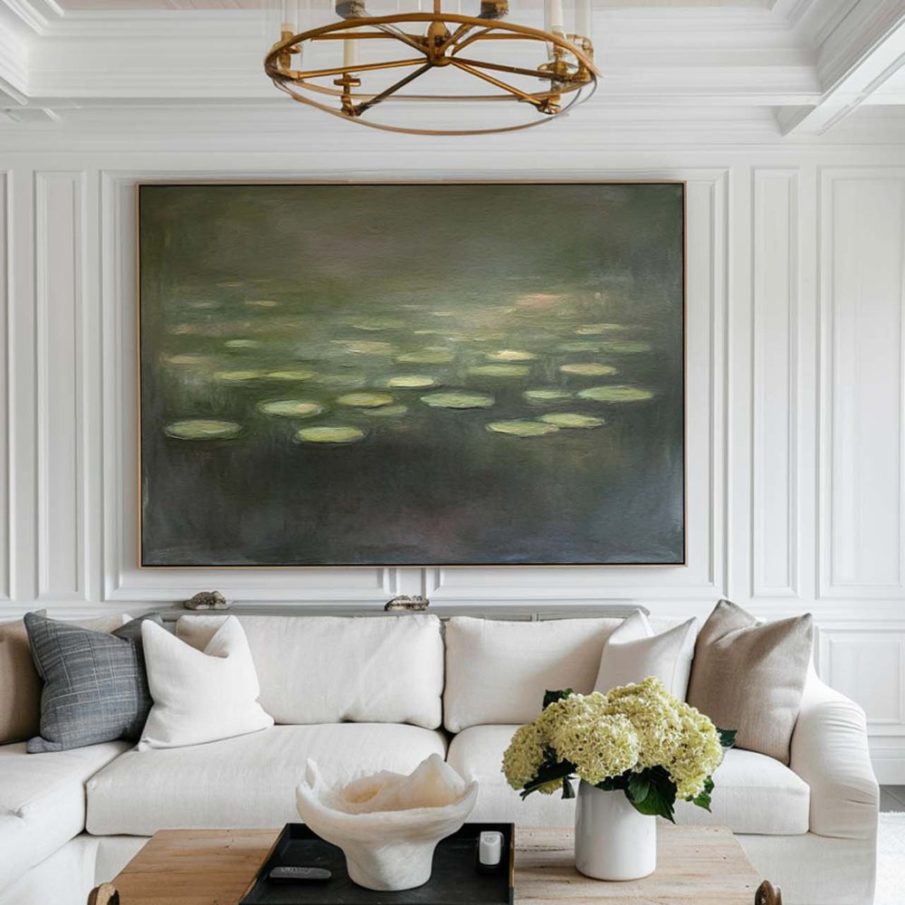 Modern Green Pond Water Green Handmade Wall Art Large Minimalist Wall Art Green Wall Decor