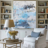 Large Abstract Painting On Canvas Blue And White Art Canvas Modern Huge Abstract Canvas Art