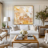 Modern Bright Yellow Color Artworks Large Abstract Wall Art Modern Apartment Art Decor For Sale