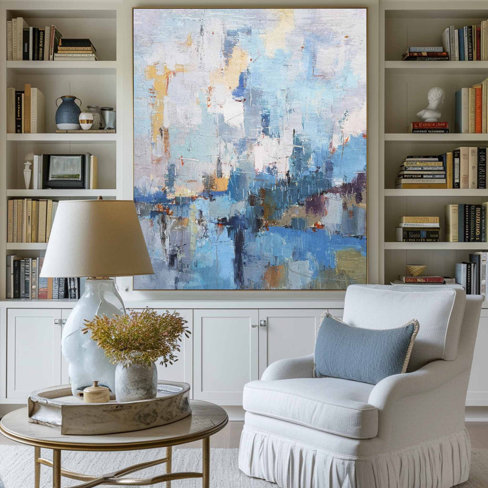 Abstract Seascape Painting Beach Canvas Art Textured Acrylic Painting
