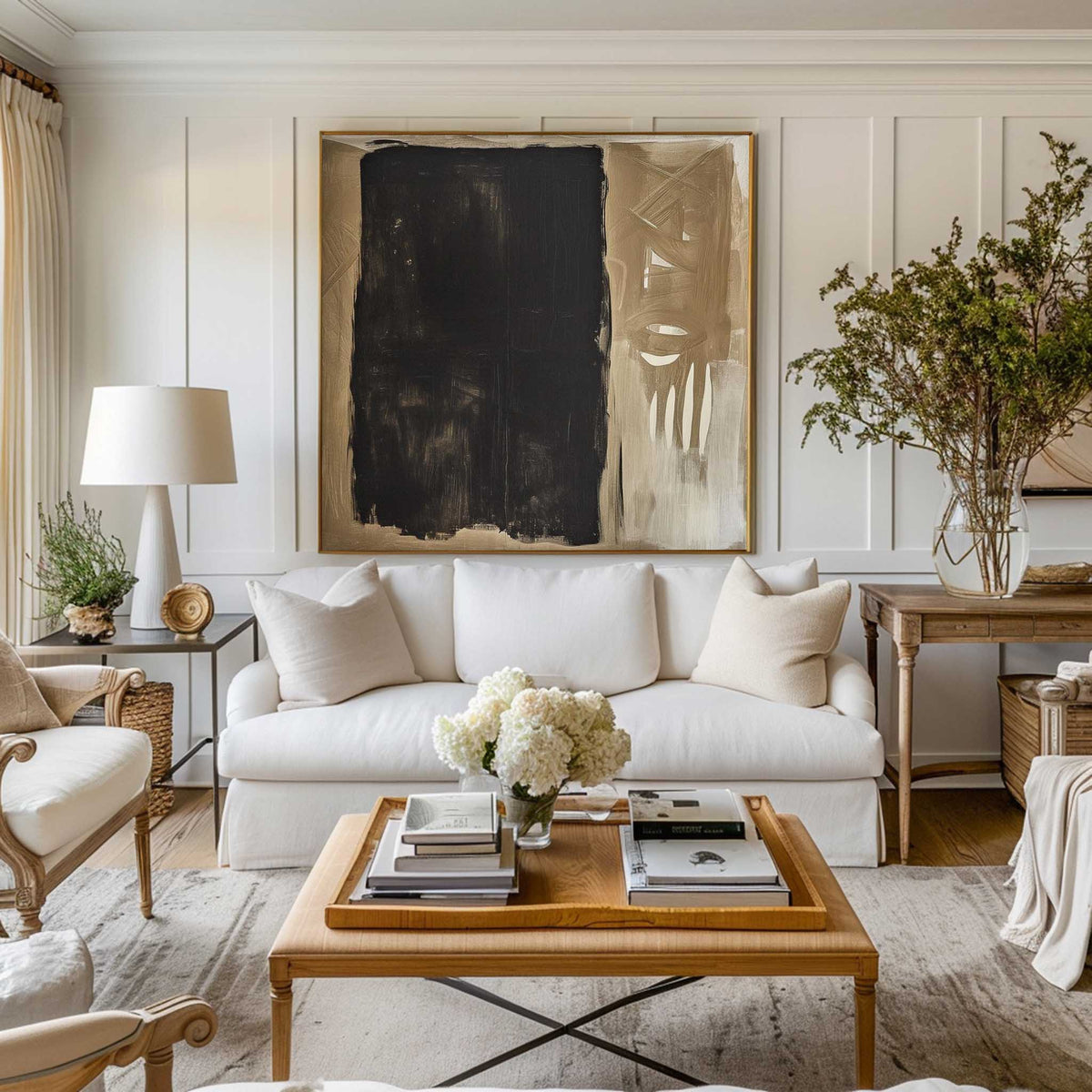 Black and Brown Minimalist Abstract Art On Canvas Modern Painting Abstract Painting For livingroom