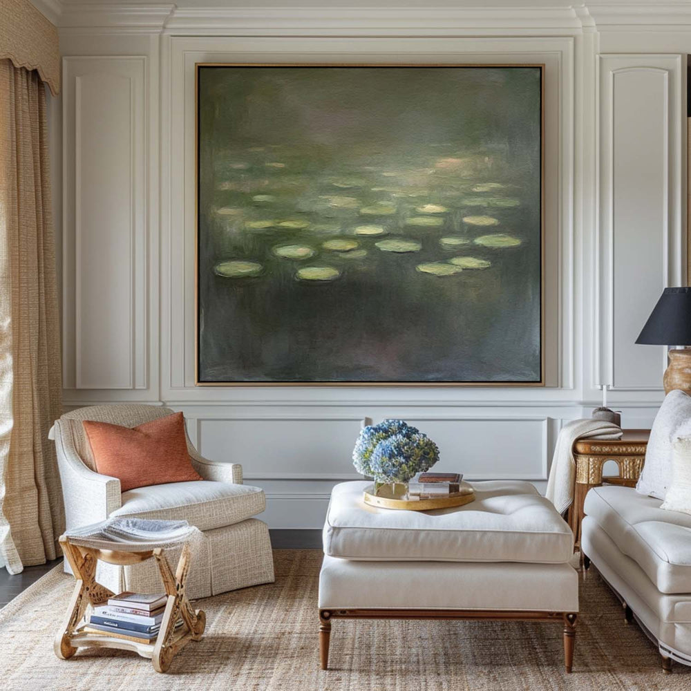 Modern Green Pond Water Green Handmade Wall Art Large Minimalist Wall Art Green Wall Decor