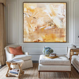 Modern Bright Yellow Color Artworks Large Abstract Wall Art Modern Apartment Art Decor For Sale