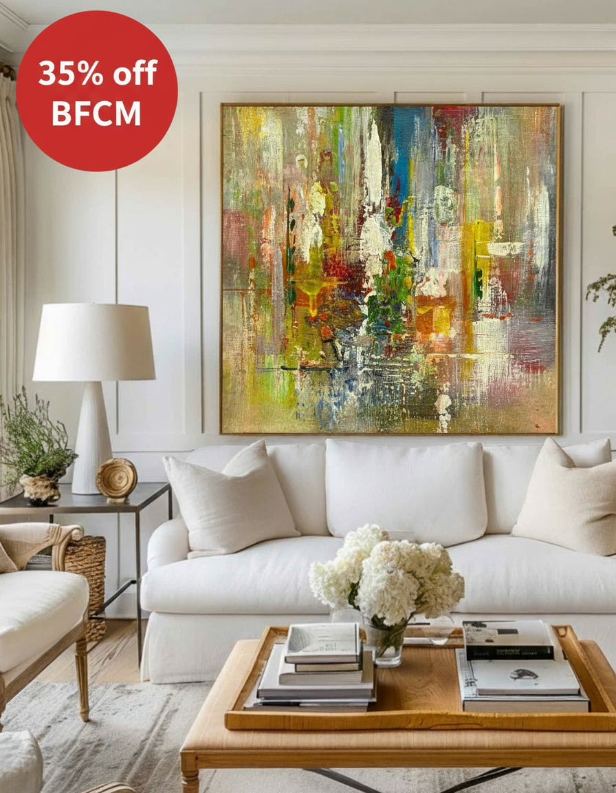 Colorful Canvas Wall Art, Rich Textured Abstract Wall Art Canvas, Modern Art Large Acrylic Painting For Livingroom