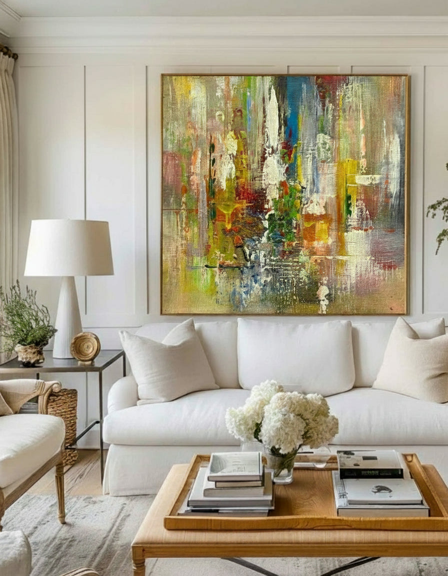 Colorful Canvas Wall Art, Rich Textured Abstract Wall Art Canvas, Modern Art Large Acrylic Painting For Livingroom