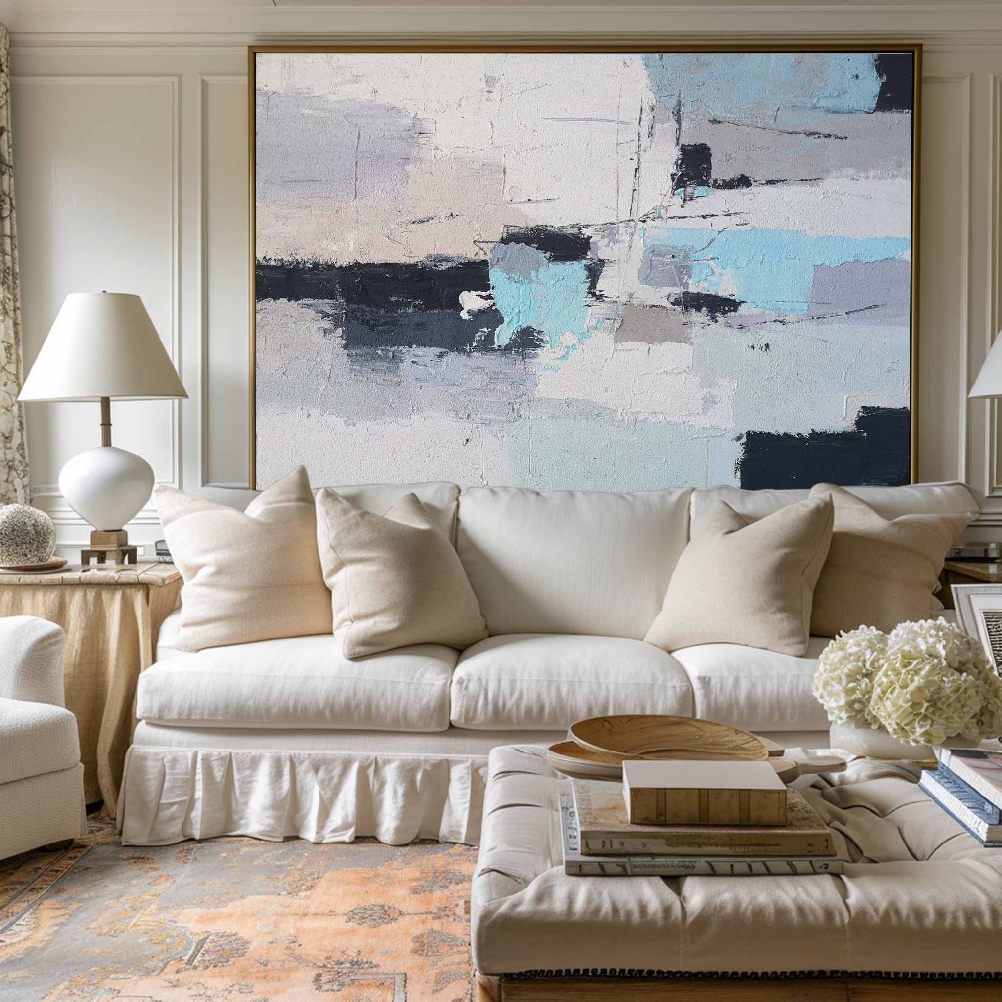 Original Large Abstract Seascapes Painting Impressionist Beach Canvas Wall Art