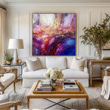 Pink And Blue Wall Art Purple And Gold Abstract Art Colorful Canvas Art