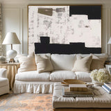 Wabi-sabi minimalist canvas art, Black and white minimalist wall, large abstract art on canvas