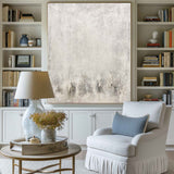 Gray And White Wall Art White Minimalist Painting On Canvas Large Canvas Art