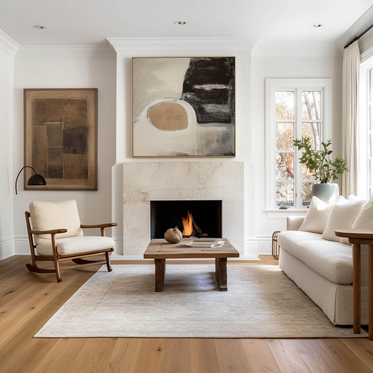 Brown and Black Minimalist Abstract Art On Canvas Modern Painting Abstract Painting For livingroom