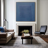 3D Blue Rich Textured Minimalist Art Blue Canvas Wall Art Modern Abstract Art Painting