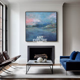 Abstract Beach Art Large Coastal Wall Art Canvas Blue Oversized Coastal Framed Art