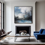 Beach Blue Paint Oversized Framed Coastal Wall Art Modern Coastal Artwork