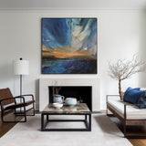 Framed Coastal Wall Art Large Modern Coastal Wall Art Oversized Ocean Landscape Painting