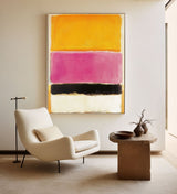 Yellow And Pink Canvas Wall Art Large Framed Rothko Art Painting Bauhaus Wall Art For Livingroom