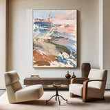 Large Minimalist Painting Muted Colors Wall Art Modern Square Canvas Art Wabi Sabi Artworks For Sale