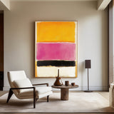 Yellow And Pink Canvas Wall Art Large Framed Rothko Art Painting Bauhaus Wall Art For Livingroom