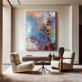Bright Coloured Paintings Art Big Wall Canvas Pink And Blue Abstract