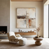 Large Beige And Brown Textured Paintings For Sale Wabi-Sabi Beige Artwork Mid Century Decorations