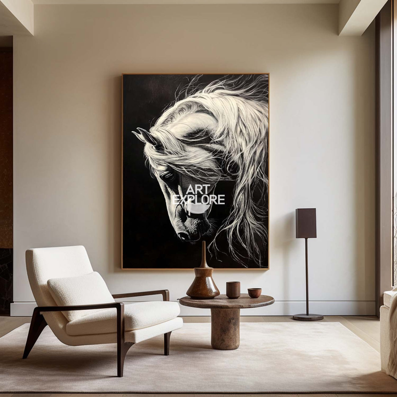 Black Horse Oil Painting Wild Horse Portrait Art Painting Black Steed Painting Horse Art For Sale
