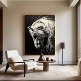 Black Horse Oil Painting Wild Horse Portrait Art Painting Black Steed Painting Horse Art For Sale