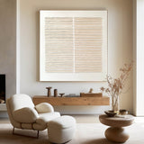 Wabi-sabi Beige Rich Textured Plaster Beige Wall Art Large Minimalist Painting For Livingroom