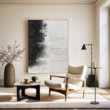 Black And White Abstract Painting, Black White Minimalist Painting, Black White Canvas Wall Art