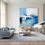 Blue and White Minimalist Abstract Art On Canvas Modern Painting Abstract Painting For livingroom