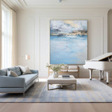 Large Beach Sunset Painting Original Acrylic Blue Ocean Canvas Wall Art