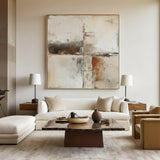 Large Beige And Brown Textured Paintings For Sale Wabi-Sabi Beige Artwork Mid Century Decorations