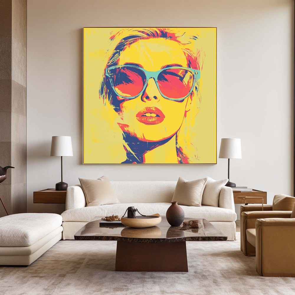 Modern Portrait Art Beautiful Girl Oil Painting Bauhaus Painting Square Pop Canvas Art For Livingroom