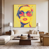 Modern Portrait Art Beautiful Girl Oil Painting Bauhaus Painting Square Pop Canvas Art For Livingroom