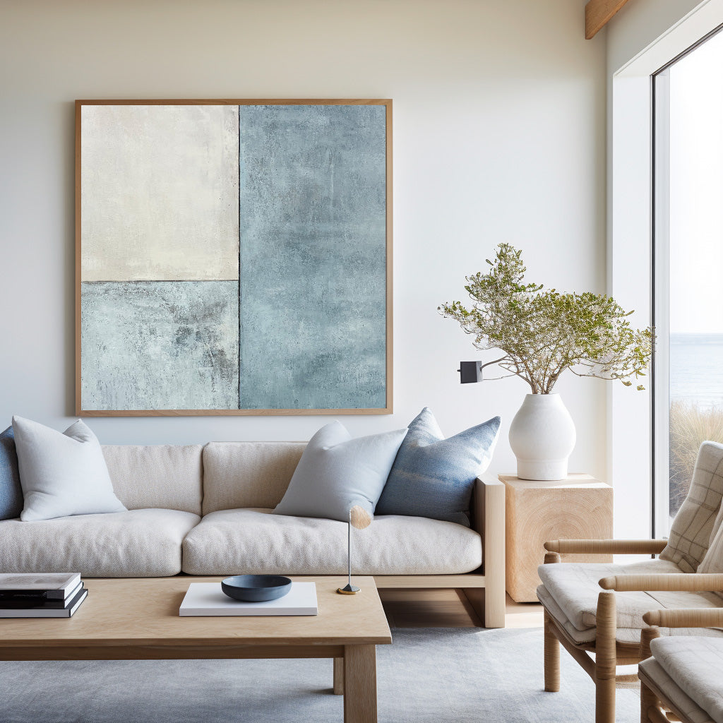 Modern Blue And White Abstract Art On Canvas Large Custom Blue Acrylic Canvas Paintings Modern Home Decor