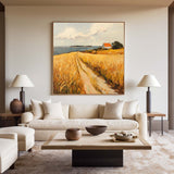 Countryside Wall Art Landscape Wall Art Large Fields View Painting Farmhouse Texture Art Painting