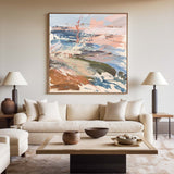 Large Minimalist Painting Muted Colors Wall Art Modern Square Canvas Art Wabi Sabi Artworks For Sale