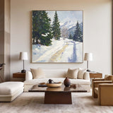 Modern Winter Snow Wall Art Large texture wall paintings Winter artwork Textured art for entryways