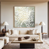 Large Beige and White Textured Art Painting Square Textured Wall Art Minimalist Texture Painting