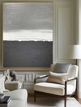 Modern Abstract Painting On Canvas Acrylic Abstract Contemporary Art Large Black White Grey Wall Art