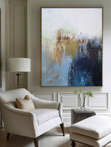 Large Modern Abstract Painting Original Blue And Yellow Abstract Paintings On Canvas Extra Large Abstract Acrylic Painting For Living Room