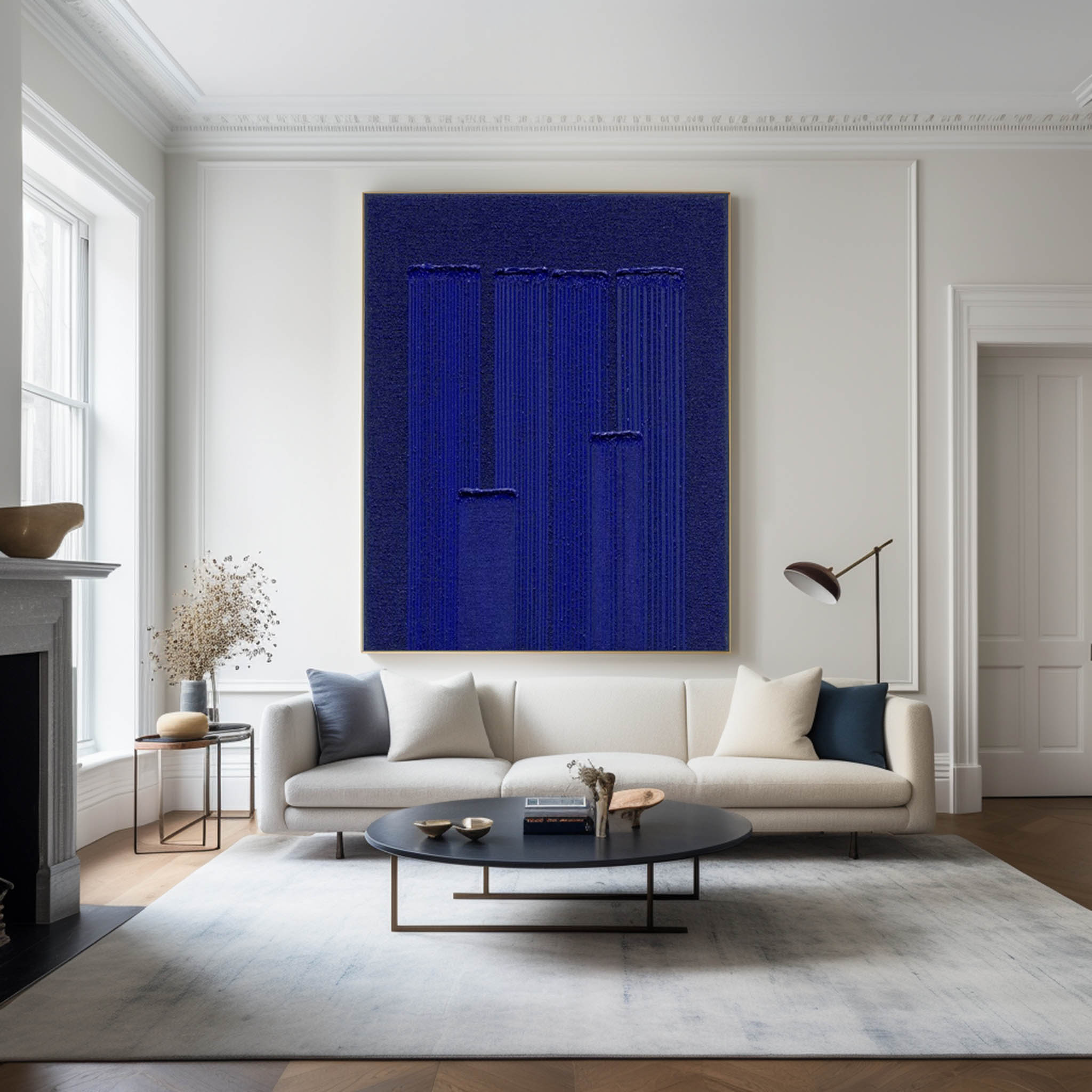 Large Klein Blue Painting Modern Minimalist Painting Klein Blue 3D Textured Painting For Sale