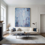 Large Light Blue Abstract Painting Original Oversized BLue And White Wall Art Canvas