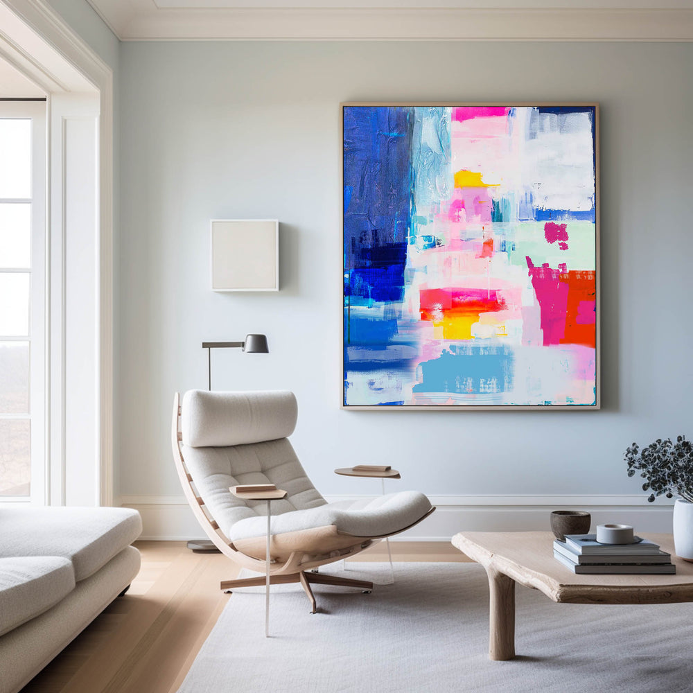 Large Colorful Abstract Wall Art Bright Acrylic Paintings Colorful Canvas Art