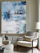 Large Blue Acrylic Abstract Painting Abstract Seascape Paintings Modern Abstract Painting