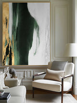 Framed Gold And Green Abstract Wall Art Large Navy Green Abstract Painting Oversized Abstract Wall Art