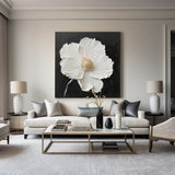 3D White Flower Abstract Painting Minimalist Abstract Art On Canvas Modern Flower Painting Painting For livingroom