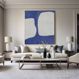 Large Abstract Wall Art Modern Art Minimalist Painting Blue And White Wall Art