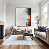 Unique Black And White Modern Art,Large Black Red Wall Painting,Minimalist Entryway Wall Decor