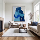 Original Blue Canvas Wall Art Modern Lovers Wall Art Romantic Abstract Painting